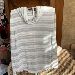 BYLYSE striped cowl‎ neck sheer metallic top . Worn twice. Retail 100